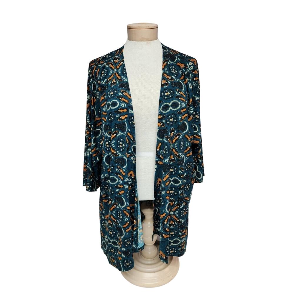 Lularoe Lindsey Sweater Green Blue Black Size M Nwt